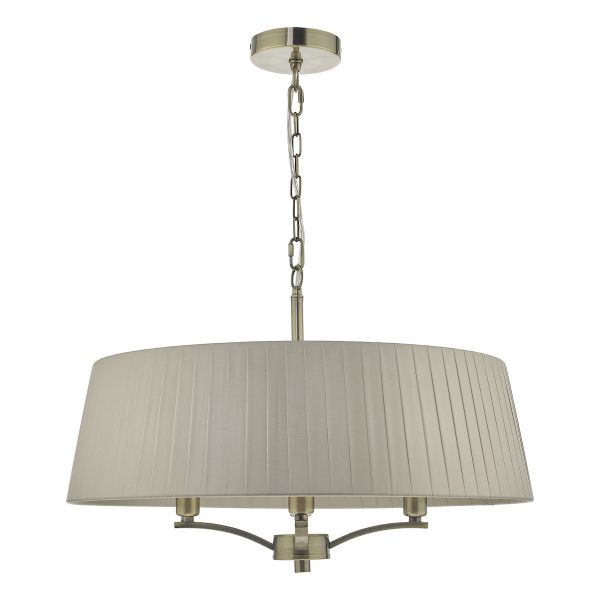 Cristin 4 Light Pendant Antique Brass With Taupe Shade - Image 2