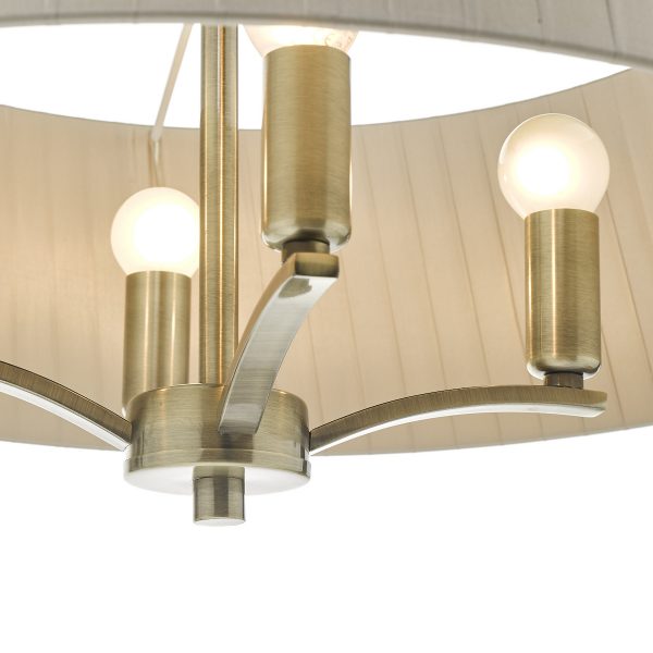Cristin 4 Light Pendant Antique Brass With Taupe Shade - Image 3