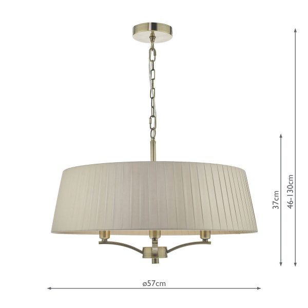 Cristin 4 Light Pendant Antique Brass With Taupe Shade - Image 5