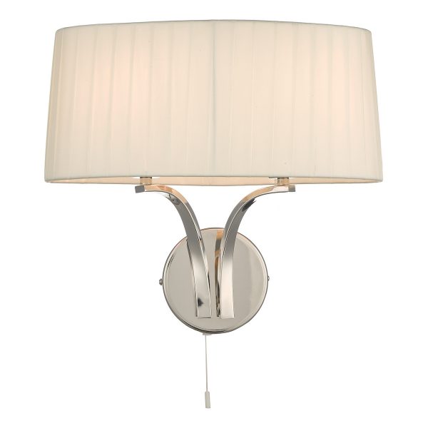 Cristin 2 Light Wall Light Polished Nickel With Ivory Shade