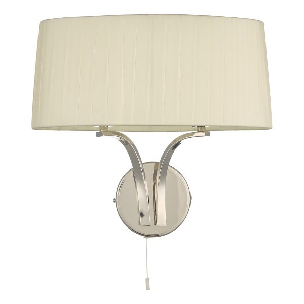 Cristin 2 Light Wall Light Polished Nickel With Ivory Shade - Image 2