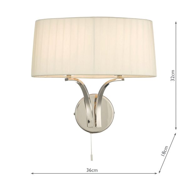 Cristin 2 Light Wall Light Polished Nickel With Ivory Shade - Image 3