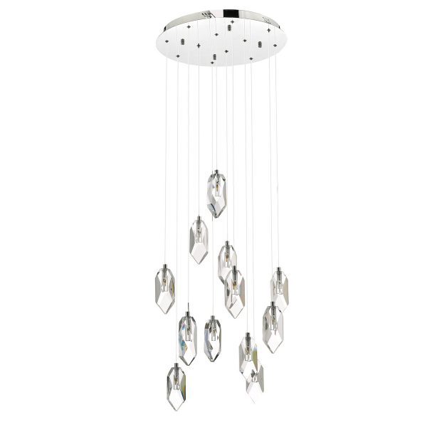 Crystal 12 Light Cluster Pendant Polished Chrome & Crystal - Image 2