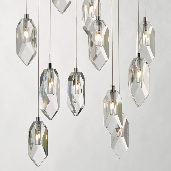 Crystal 12 Light Cluster Pendant Polished Chrome & Crystal - Image 4