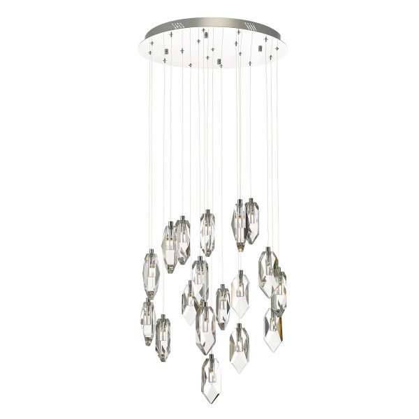 Crystal 18 Light Cluster Pendant Polished Chrome & Crystal