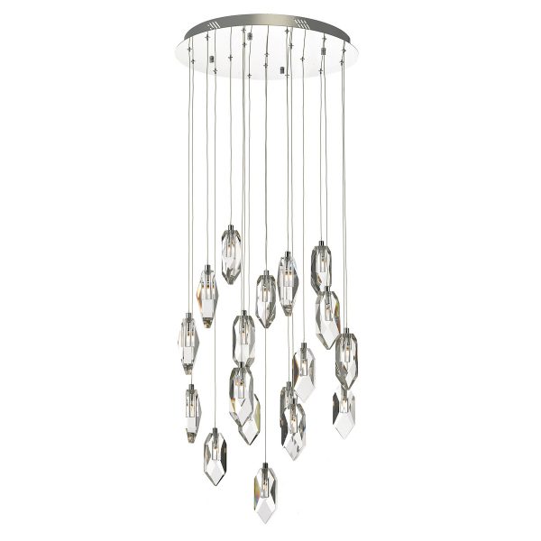 Crystal 18 Light Cluster Pendant Polished Chrome & Crystal - Image 2