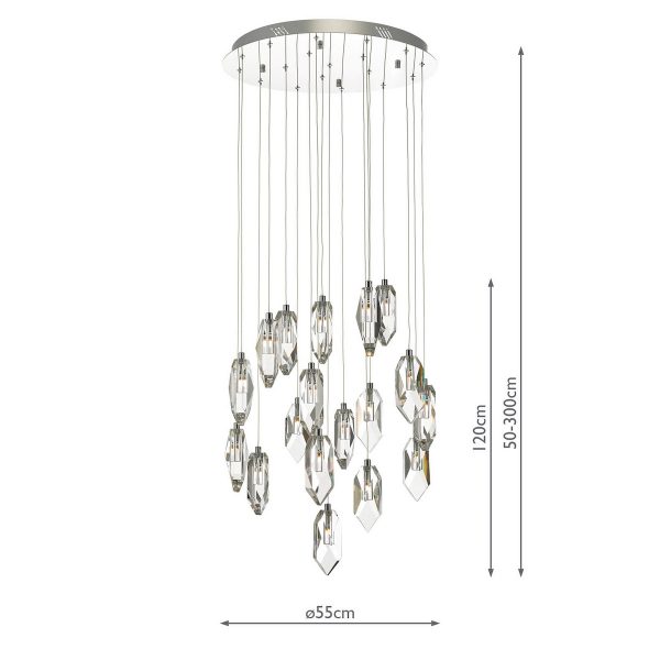 Crystal 18 Light Cluster Pendant Polished Chrome & Crystal - Image 5