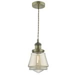 Curtis Pendant Antique Brass & Champagne Glass