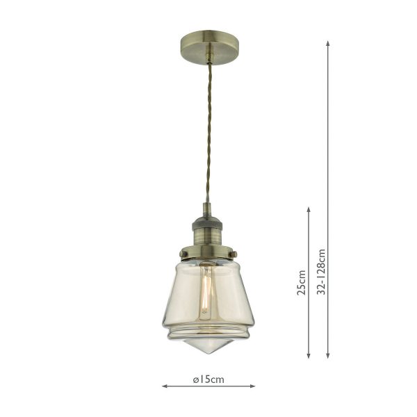 Curtis Pendant Antique Brass & Champagne Glass - Image 5