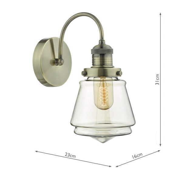 Curtis Wall Light Antique Brass & Champagne Glass - Image 5
