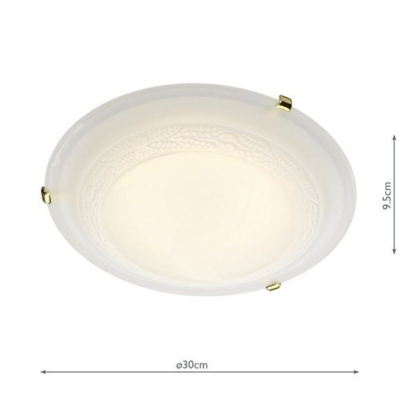 Damask Flush Alabaster Glass Brass 30cm - Image 3