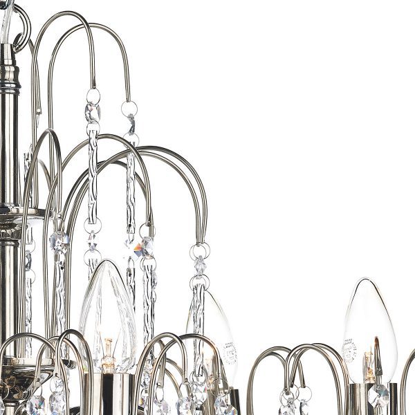 Daniella 6 Light Pendant Polished Nickel Crystal Dual Mount - Image 5