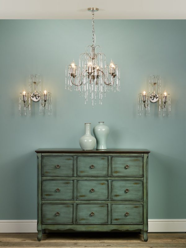 Daniella 6 Light Pendant Polished Nickel Crystal Dual Mount - Image 6