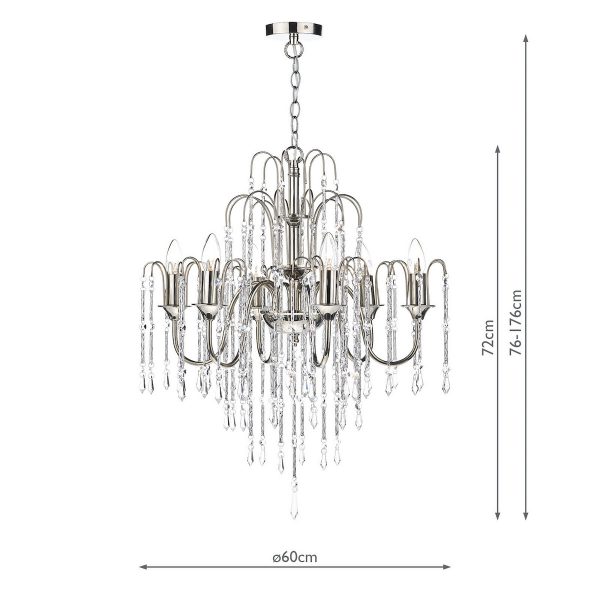 Daniella 6 Light Pendant Polished Nickel Crystal Dual Mount - Image 7