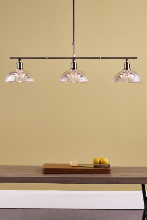 Dara 3 Light Bar Pendant Antique Brass & Glass - Image 6