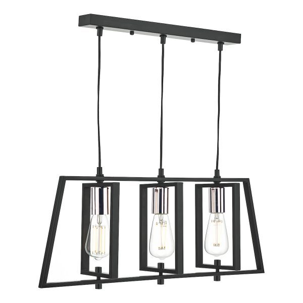 Dax 3 Light Bar Pendant Black & Polished Chrome
