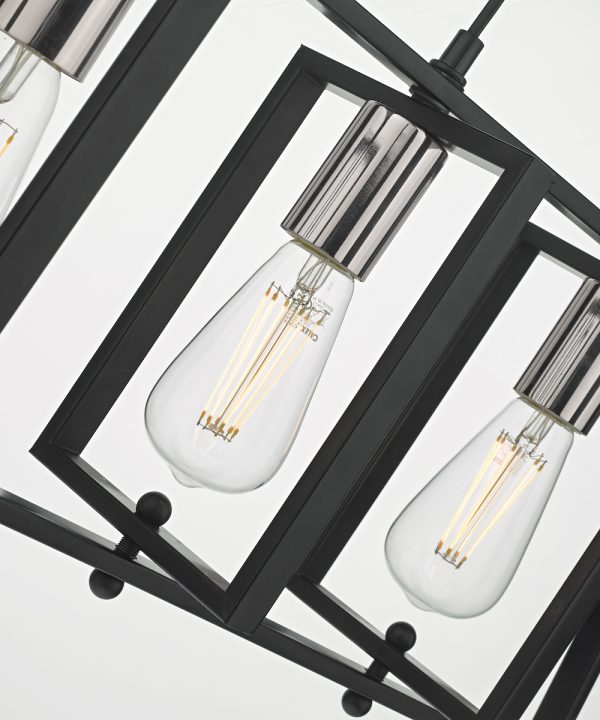 Dax 3 Light Bar Pendant Black & Polished Chrome - Image 2