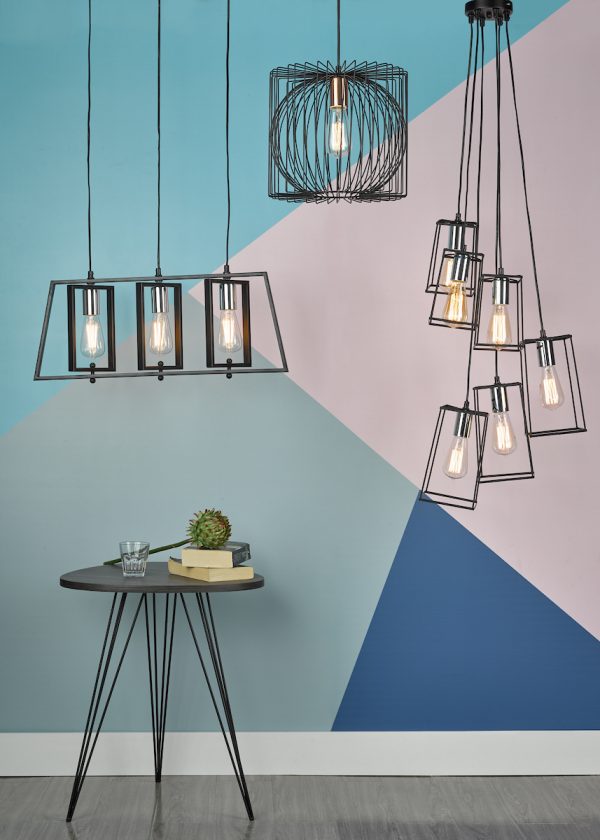 Dax 3 Light Bar Pendant Black & Polished Chrome - Image 5