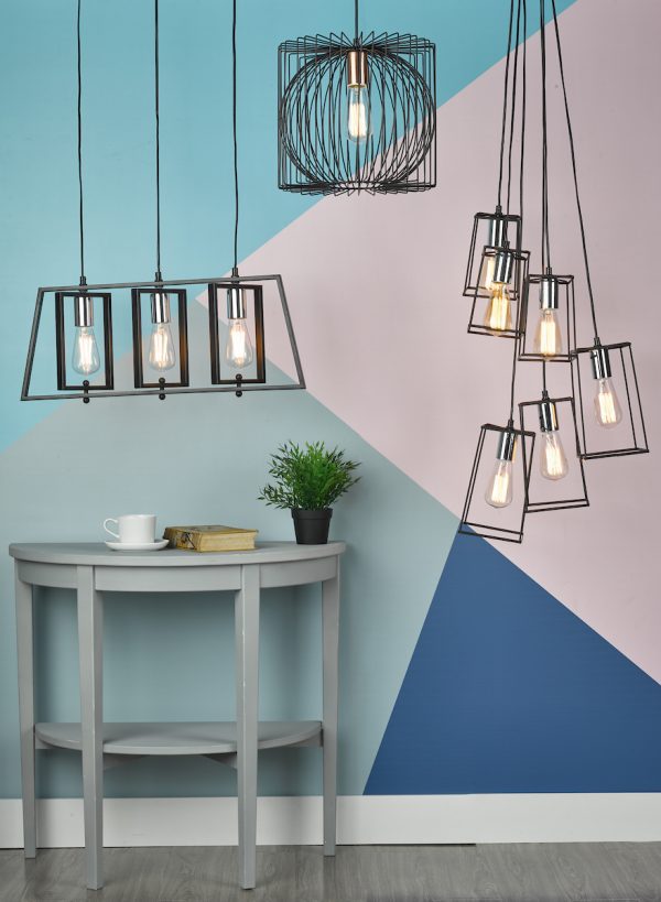 Dax 3 Light Bar Pendant Black & Polished Chrome - Image 6