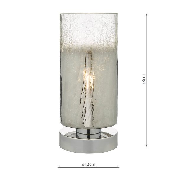 Deena Touch Table Lamp Polished Chrome Crackle Glass - Image 3