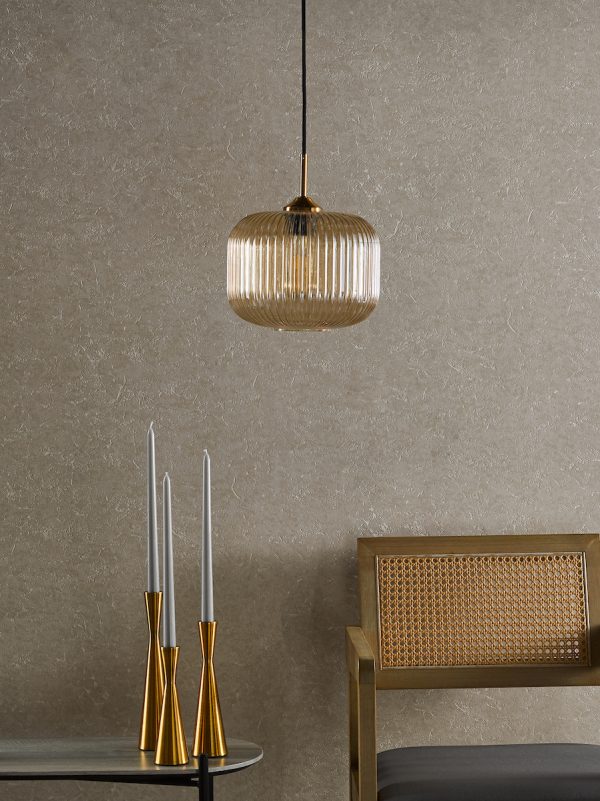 Demarius Pendant Natural Brass and Amber Glass - Image 6