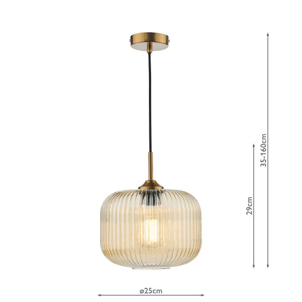 Demarius Pendant Natural Brass and Amber Glass - Image 7