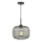 Demarius 1 Light Pendant Black and Smoked Glass