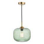 Demarius 1 Light Pendant Green Glass Bronze Detail
