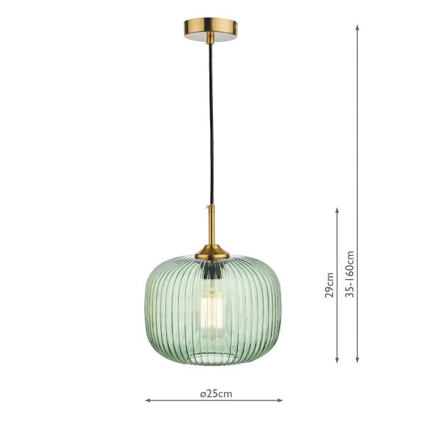 Demarius 1 Light Pendant Green Glass Bronze Detail - Image 7