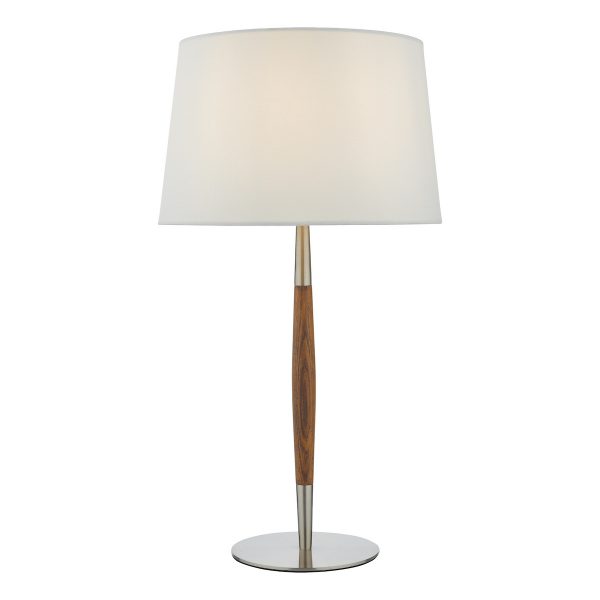Detroit Table Lamp Satin Nickel Walnut Detail Base Only