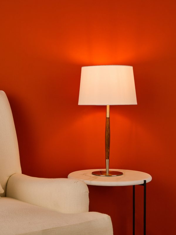 Detroit Table Lamp Satin Nickel Walnut Detail Base Only - Image 5
