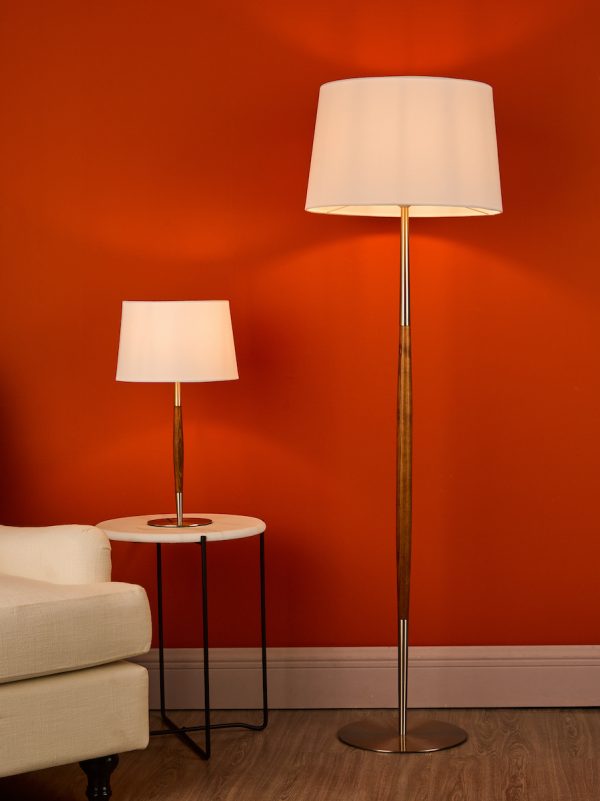 Detroit Table Lamp Satin Nickel Walnut Detail Base Only - Image 6