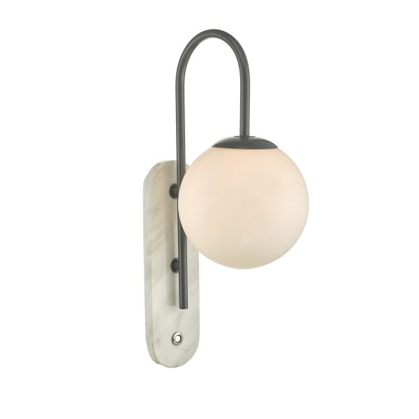 Deuce Bathroom Wall Light Marble Opal Glass IP44 - Image 2