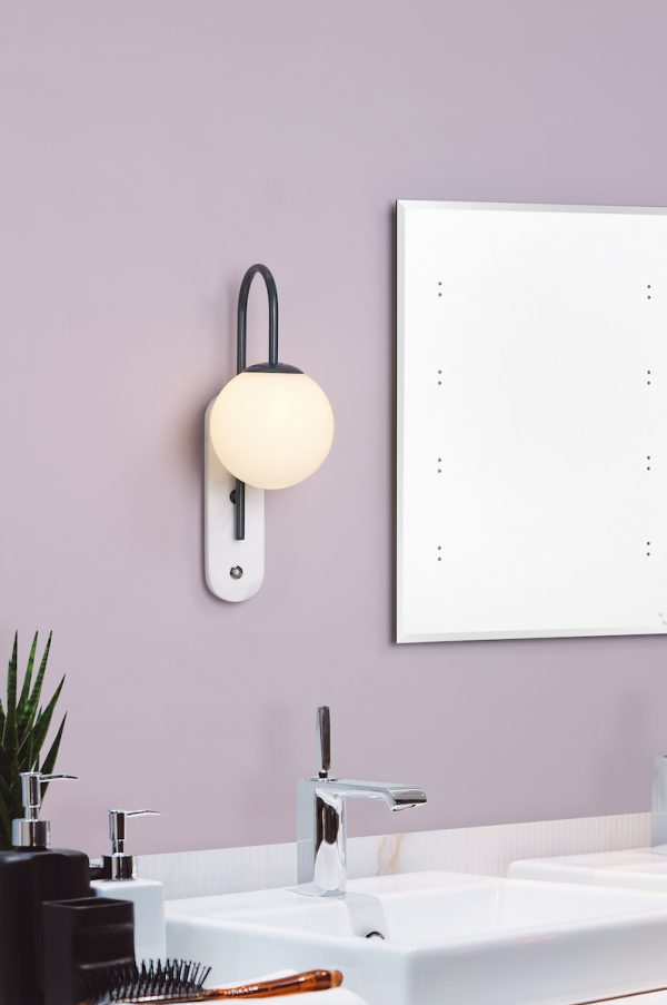 Deuce Bathroom Wall Light Marble Opal Glass IP44 - Image 4