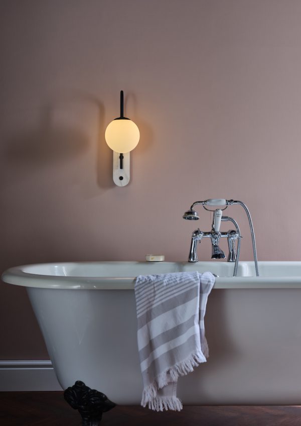 Deuce Bathroom Wall Light Marble Opal Glass IP44 - Image 5