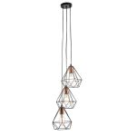 Deyon 3 Light Cluster Pendant Black & Copper