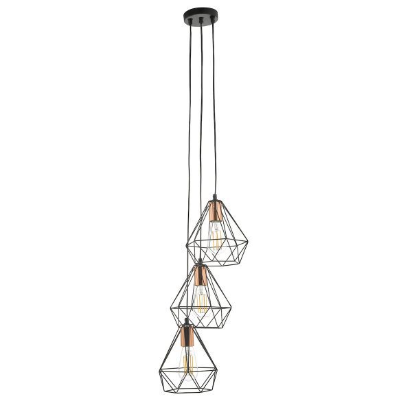 Deyon 3 Light Cluster Pendant Black & Copper - Image 2