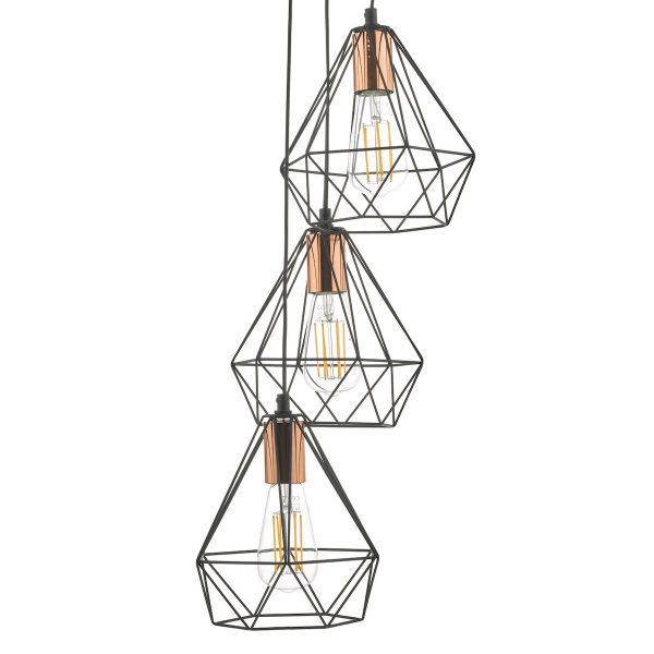 Deyon 3 Light Cluster Pendant Black & Copper - Image 3