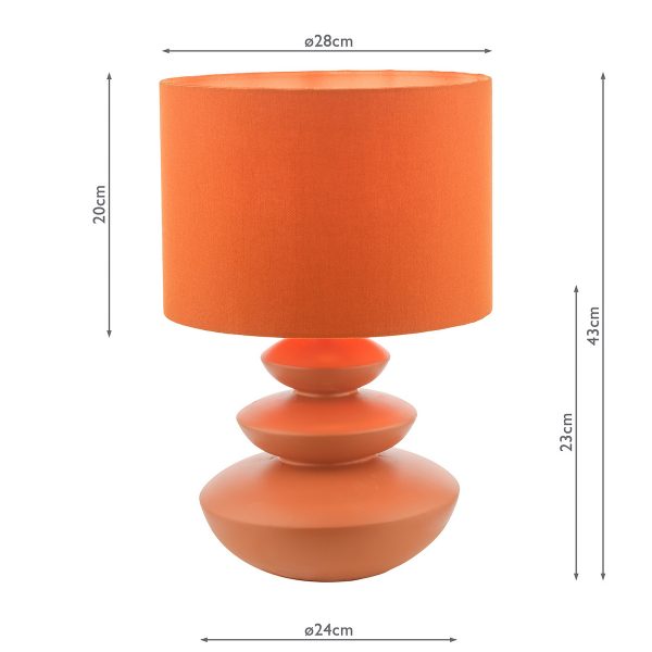 Discus Ceramic Table Lamp Orange With Shade - Image 8