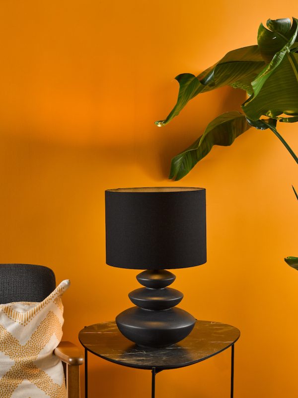 Discus Ceramic Table Lamp Black With Shade - Image 6