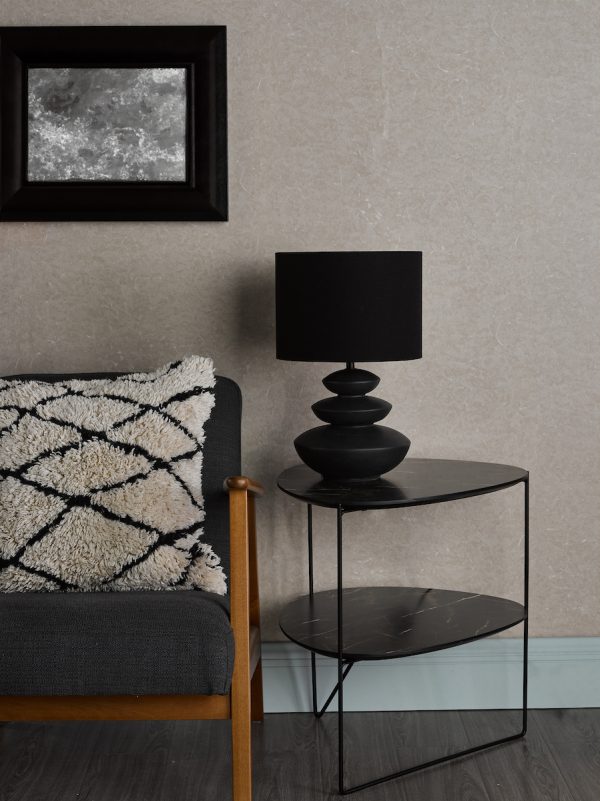 Discus Ceramic Table Lamp Black With Shade - Image 9