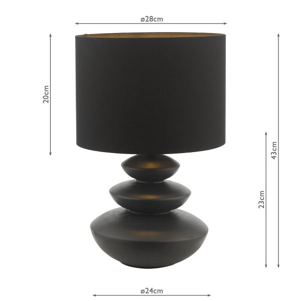 Discus Ceramic Table Lamp Black With Shade - Image 10