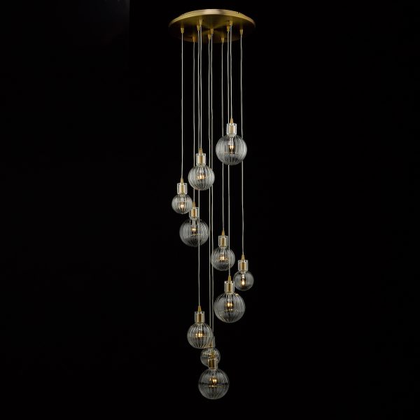 Dita 10 Light Cluster Pendant Brass & Glass - Image 4