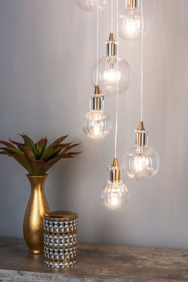 Dita 10 Light Cluster Pendant Brass & Glass - Image 5