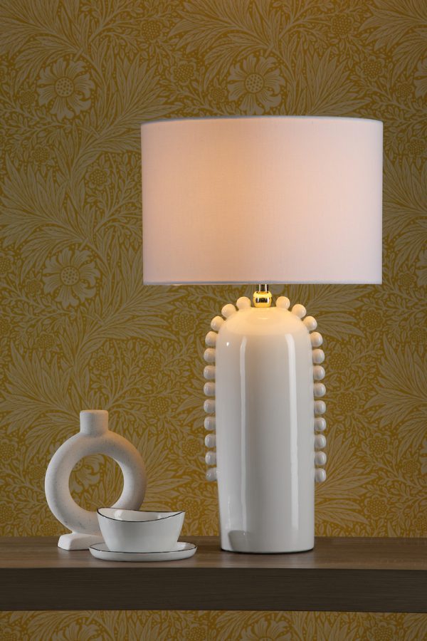 Dolce Table Lamp White Ceramic With Shade - Image 6