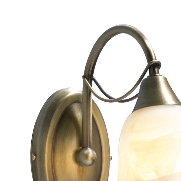 Doublet Wall Light Antique Brass Alabaster Glass - Image 2
