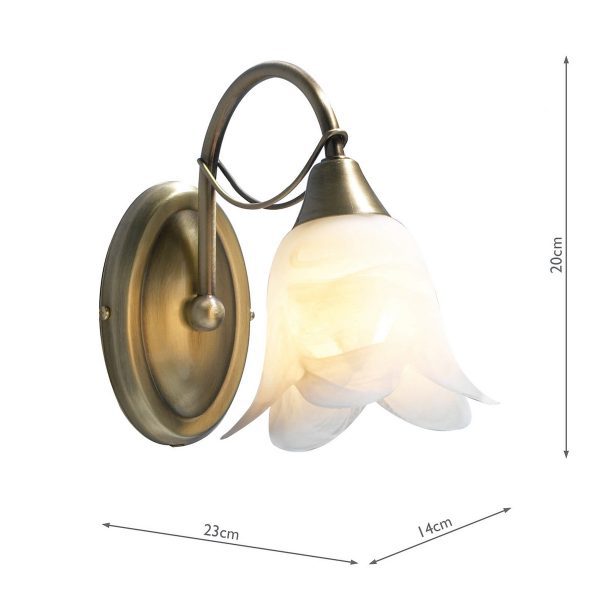 Doublet Wall Light Antique Brass Alabaster Glass - Image 4
