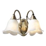 Doublet Double Wall Bracket Antique Brass complete with Alabaster Glass