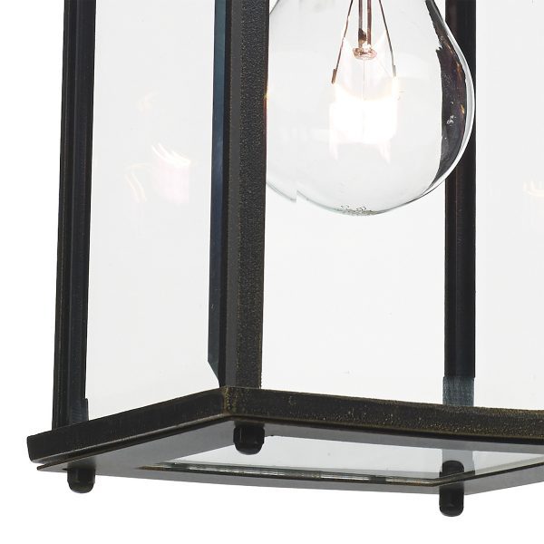 Doyle Outdoor Wall Light Black/Gold Glass IP44 - Image 3