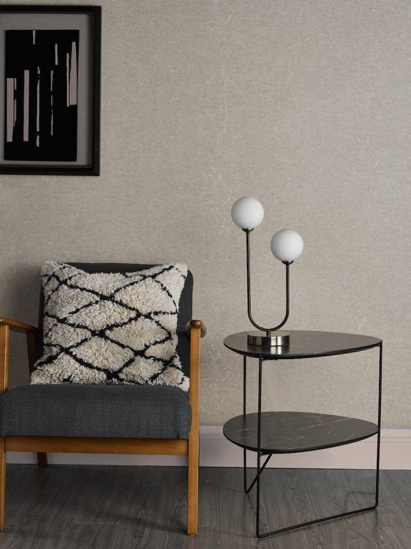 Duo 2 Light Table Lamp Antique Brass and Opal Glass - Image 5